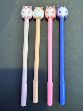 Cute Hamster Top Gel Pens - Pastel Pink, Peach, Pink, Blue